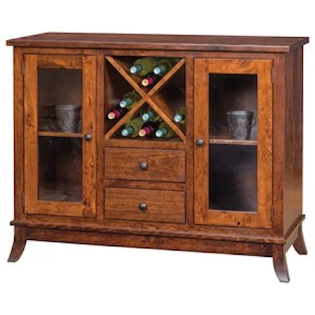 Transitional Wine Cabinet with Wine Bottle Storage and Glass Doors